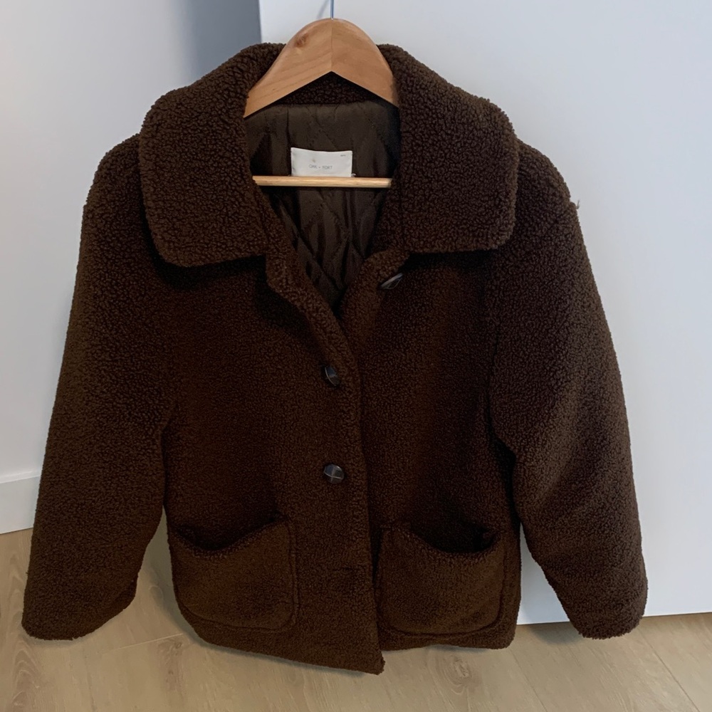 OAK + FORT Dark Brown Teddy Jacket